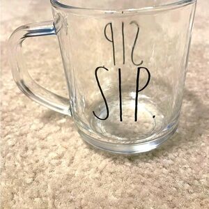 Rae Dunn Transparent Glass Mug with Handle, excellent condition.